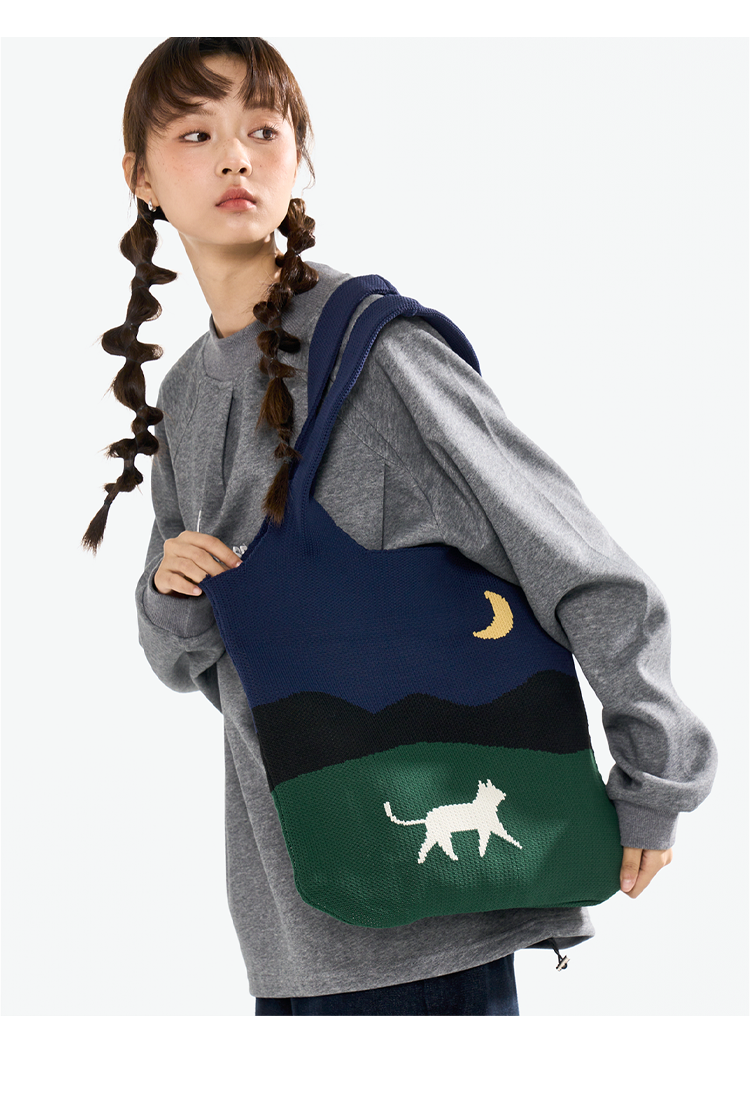 FREEIN original Moon Cat Knitted Bag