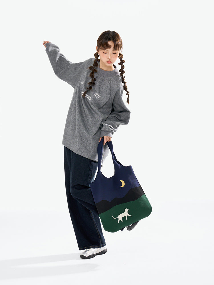 FREEIN original Moon Cat Knitted Bag