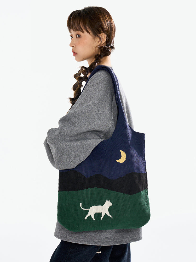 FREEIN original Moon Cat Knitted Bag