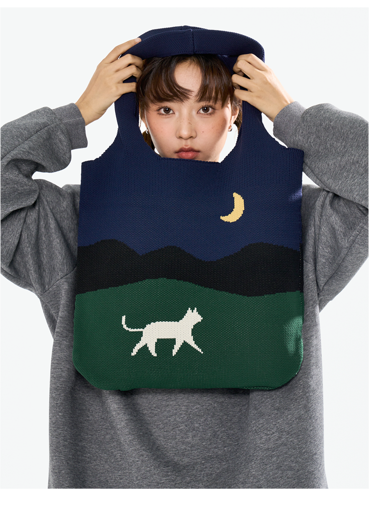 FREEIN original Moon Cat Knitted Bag