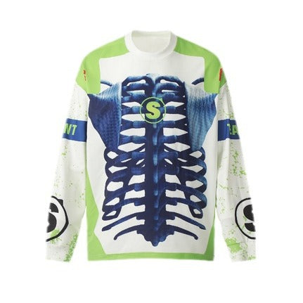 GLFS skeleton all-over Print  long-sleeved vintage loose Sweatshirt