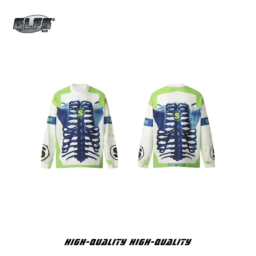 GLFS skeleton all-over Print  long-sleeved vintage loose Sweatshirt