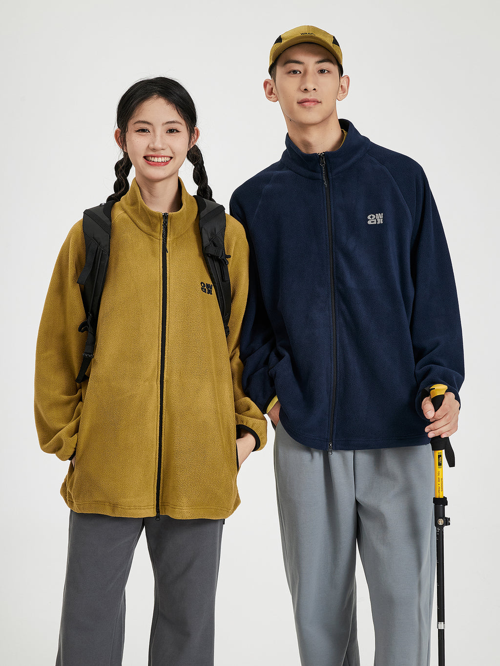 OWOX Stand Collar Embroidered Warm Fleece Jacket
