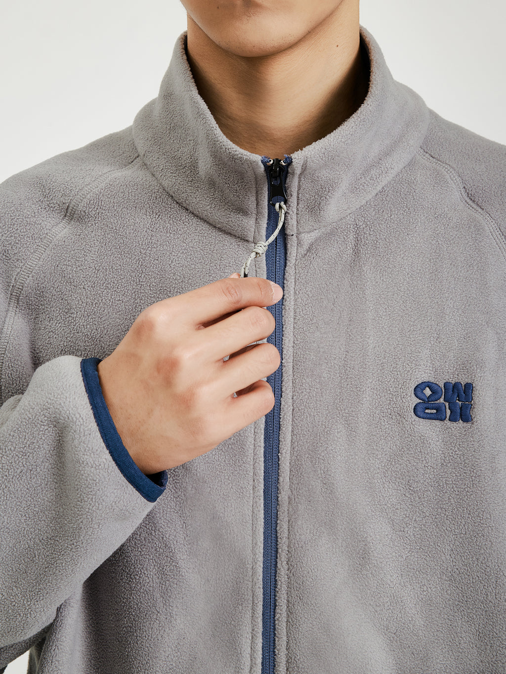 OWOX Stand Collar Embroidered Warm Fleece Jacket