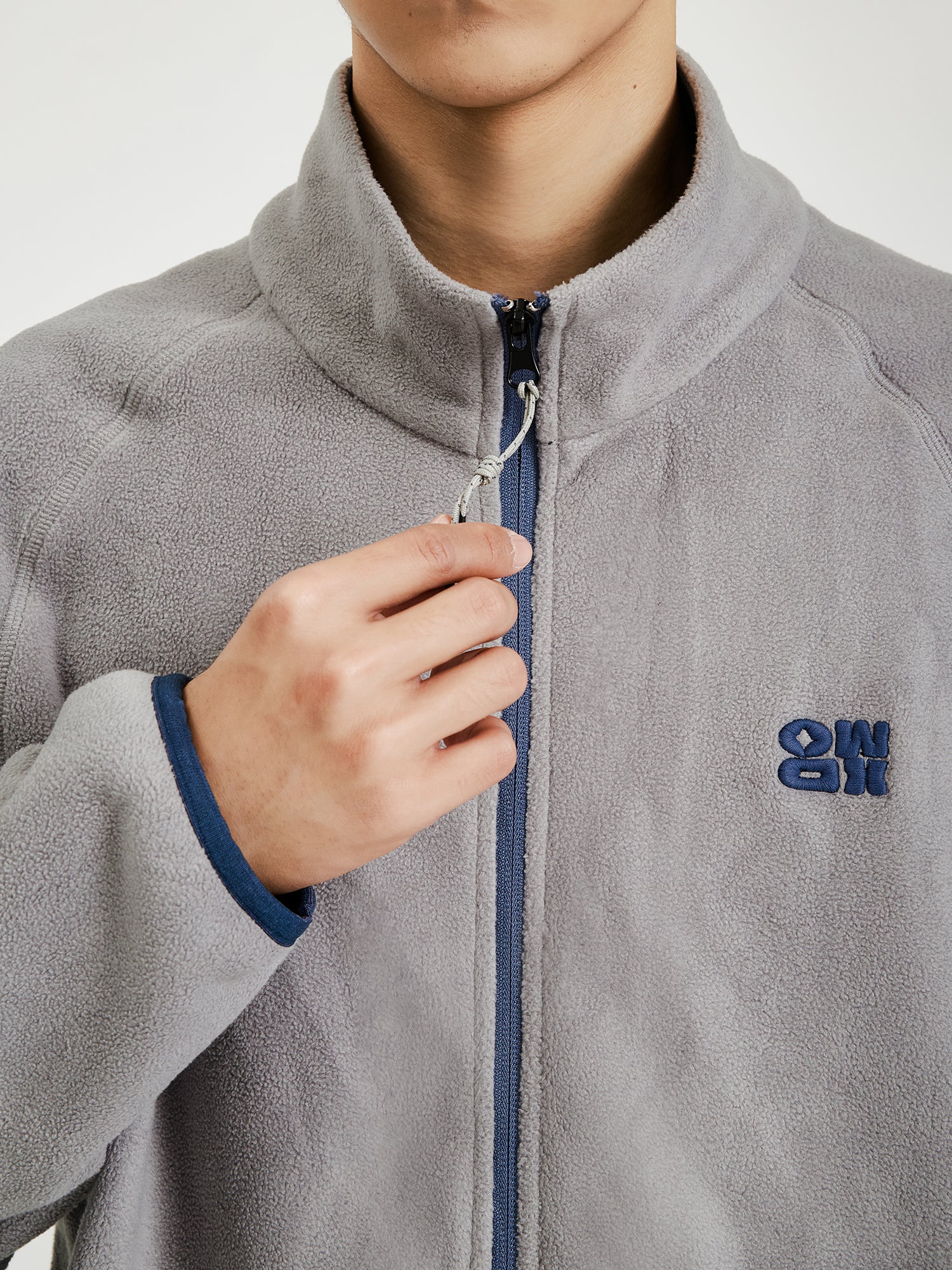 OWOX Stand Collar Embroidered Warm Fleece Jacket