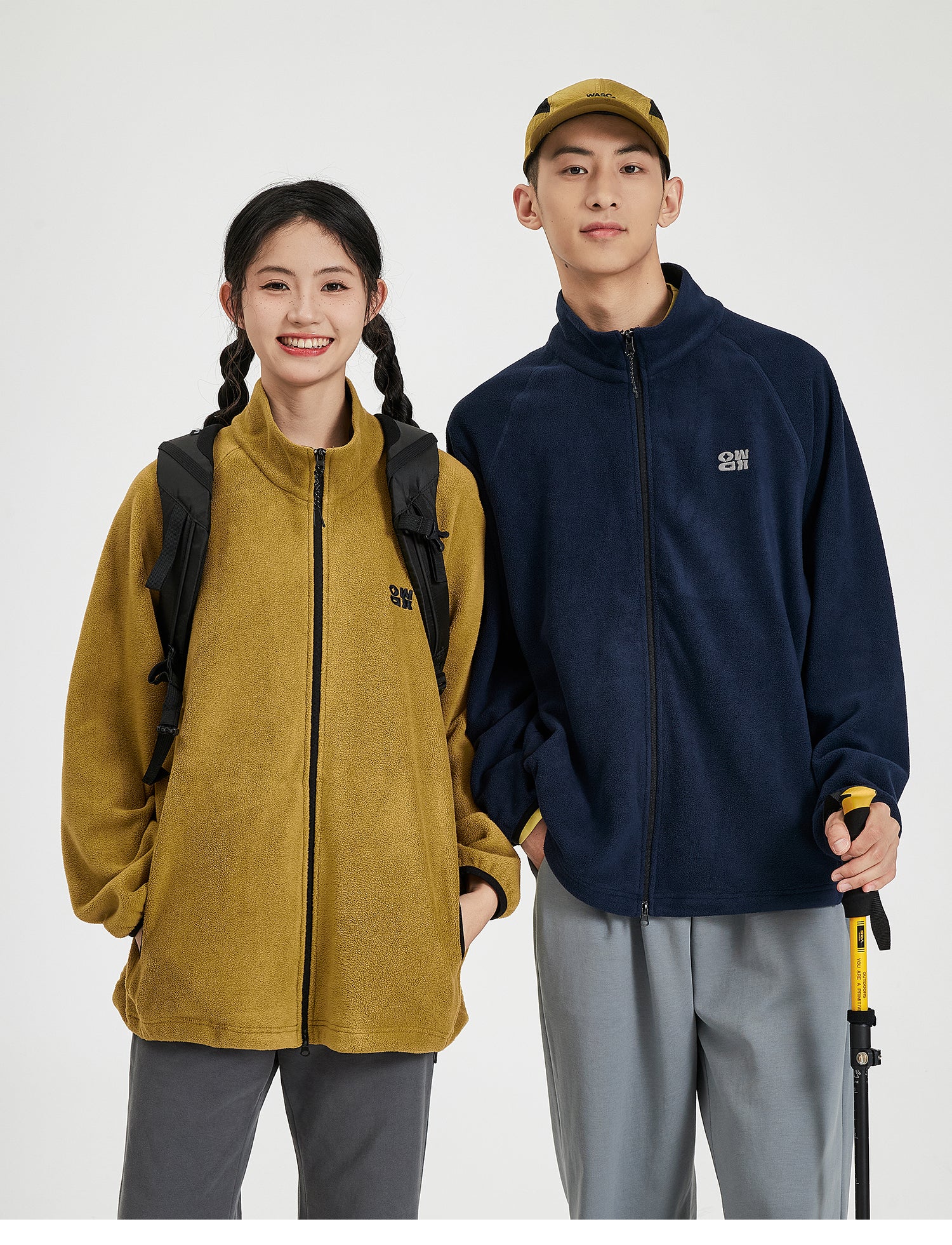 OWOX Stand Collar Embroidered Warm Fleece Jacket