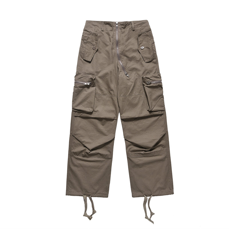 BTSG Heavy industry multi-pocket zipper pleated cannonball cargo pants