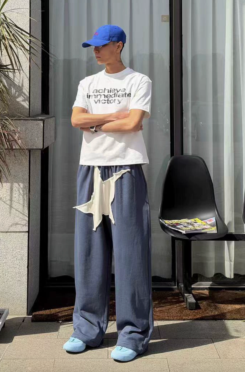 11KN Loose Five-star Printed Sweatpants