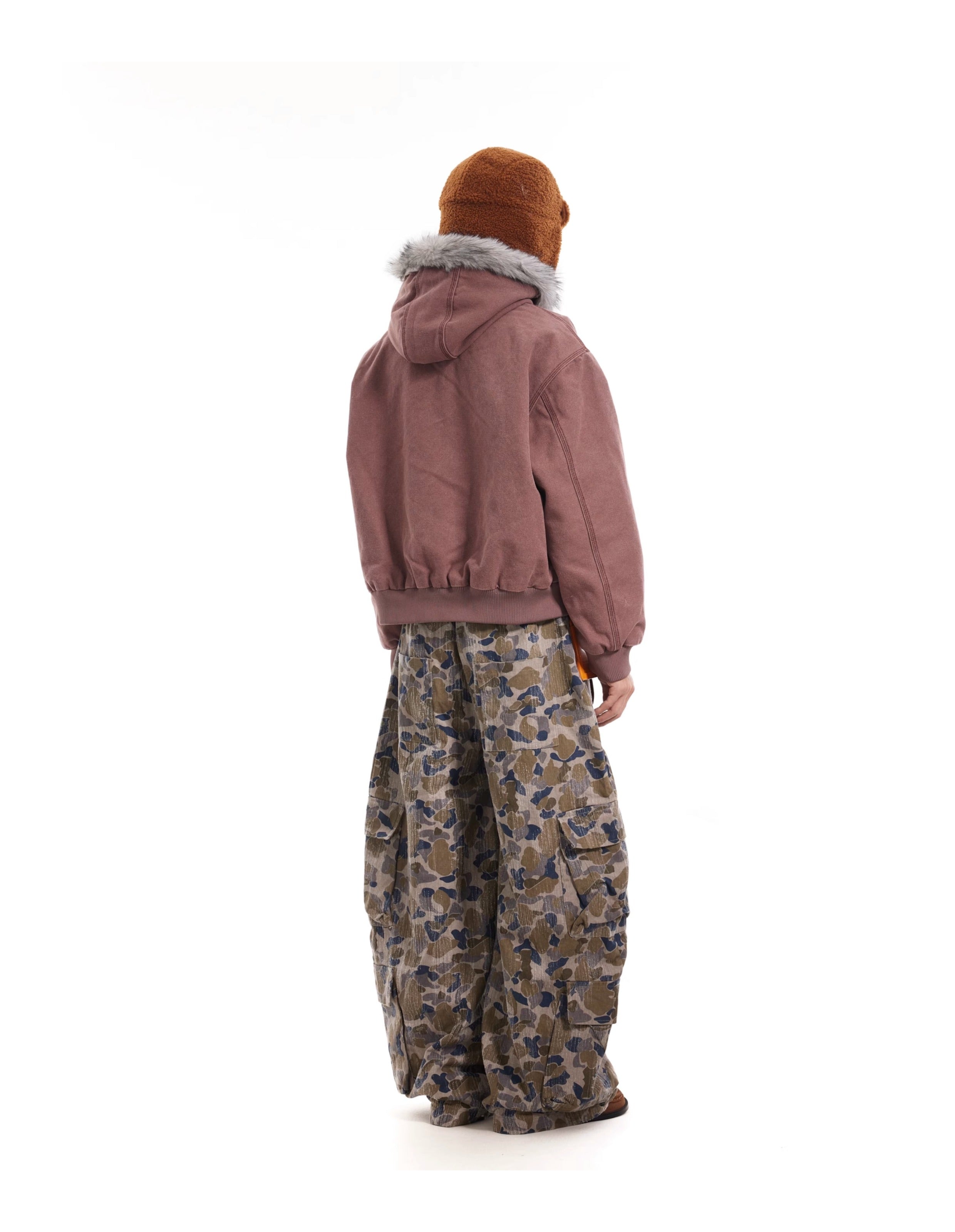 BTSG  Faded Distressed Camouflage Wide Leg Cargo Scimitar Pants