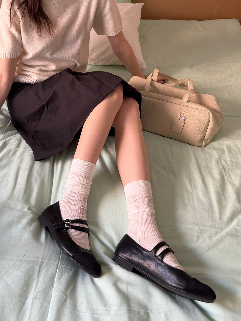 La mode Contrast Double-Strap Mary Janes
