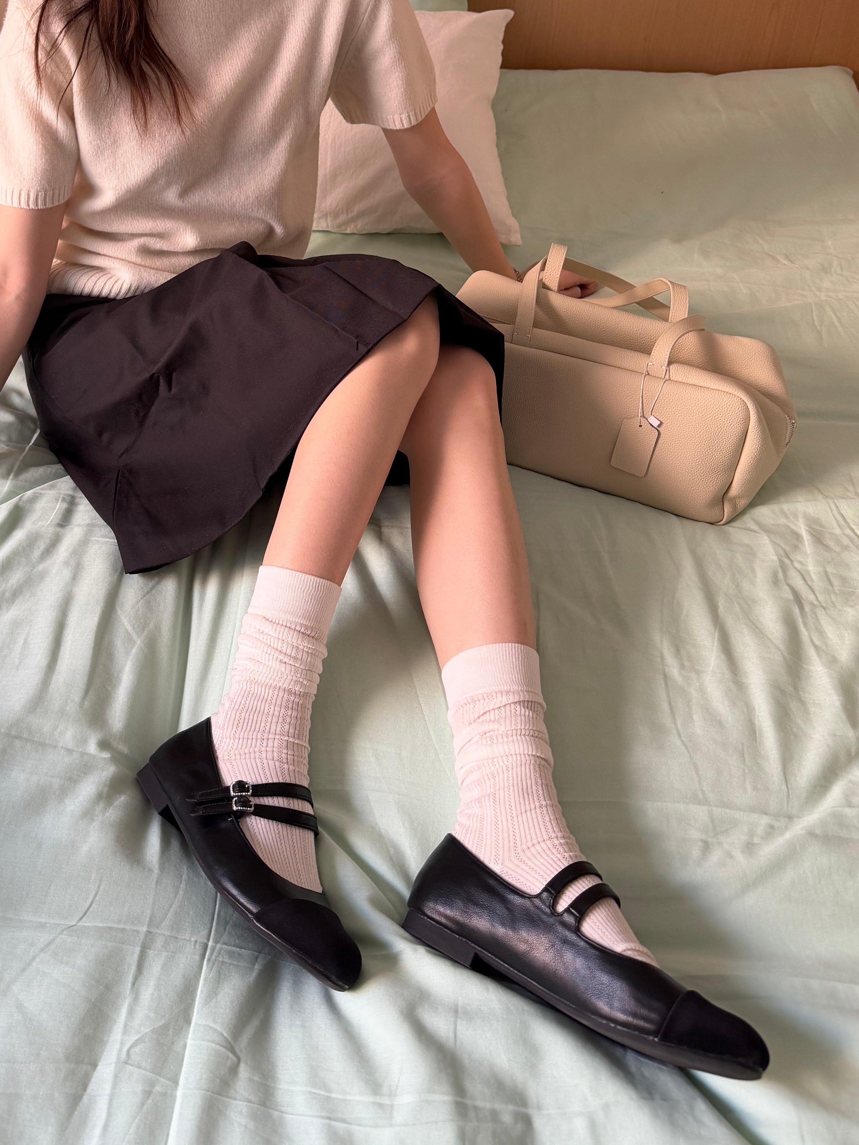 La mode Contrast Double-Strap Mary Janes