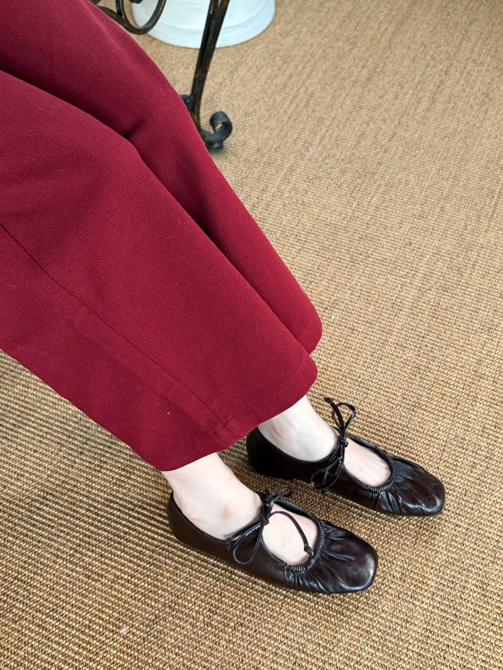 La mode Ruched Square-Toe Elastic Ballet Flats