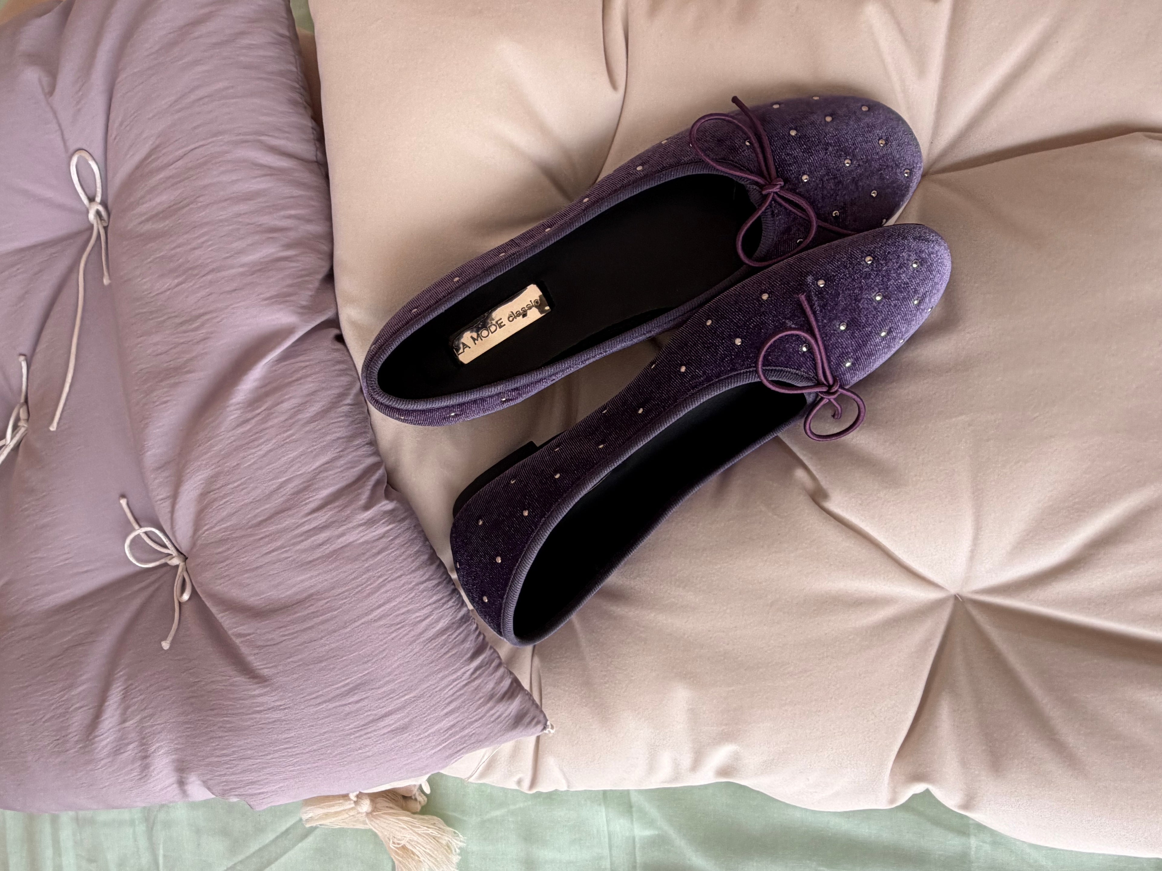 La mode Starlit Velvet Flats