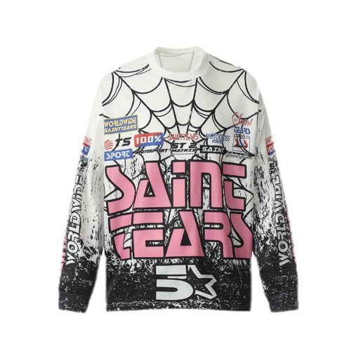 GLFS Spider Web Print Long Sleeve Crew Neck Sweatshirt