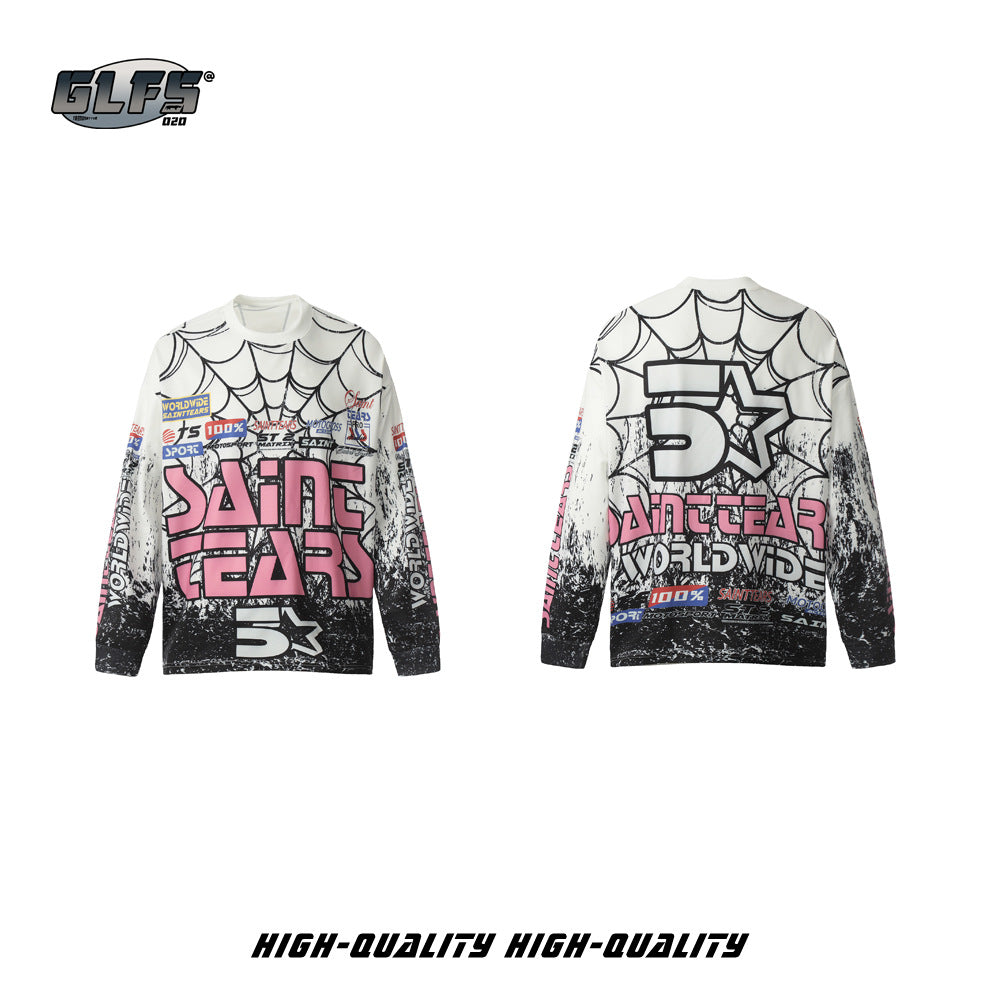 GLFS Spider Web Print Long Sleeve Crew Neck Sweatshirt