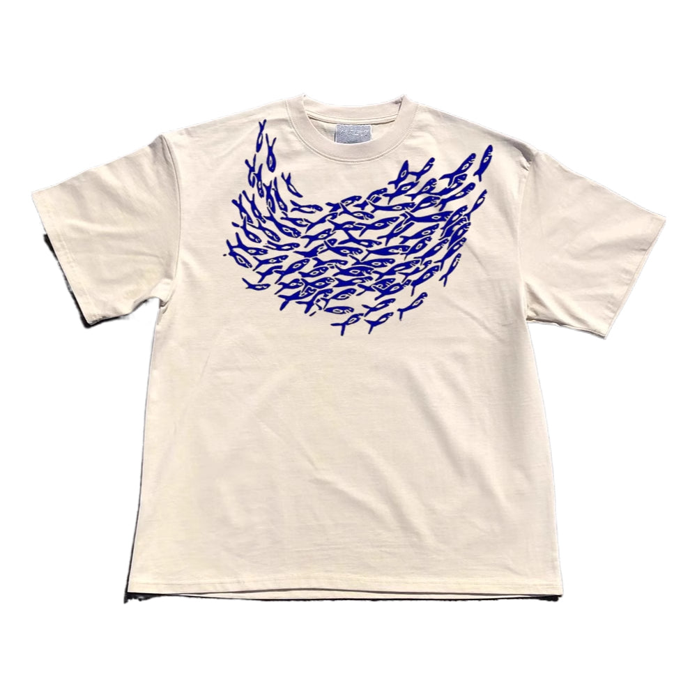 Wang Youbing Studio! Neckline Fish 220g 100% Cotton Tee
