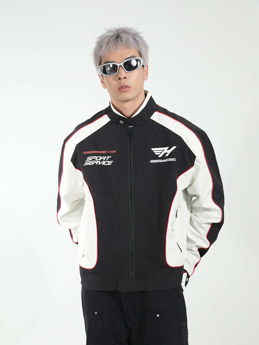 Harshandcruel Street Racing Suit Element Stitching Leather Jacket