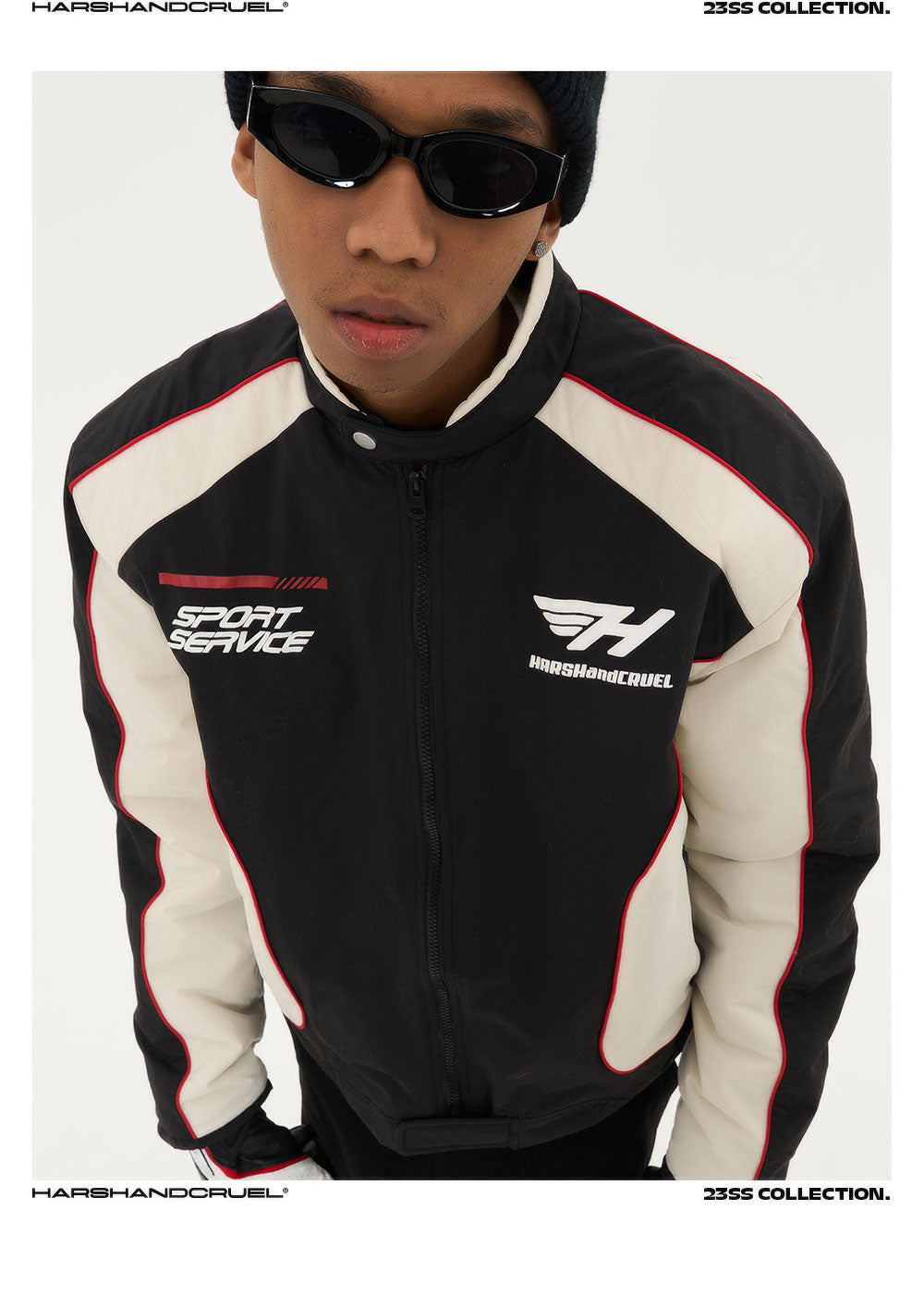 Harshandcruel Street Racing Suit Element Stitching Leather Jacket