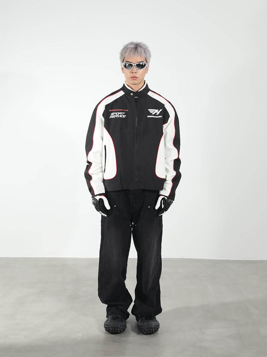 Harshandcruel Street Racing Suit Element Stitching Leather Jacket