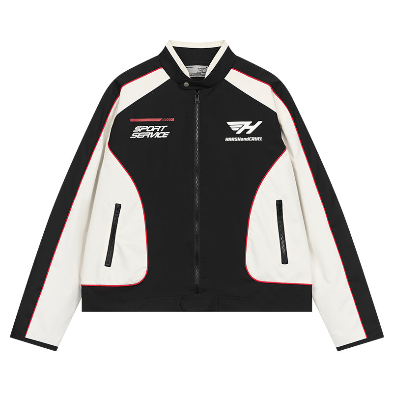 Harshandcruel Street Racing Suit Element Stitching Leather Jacket