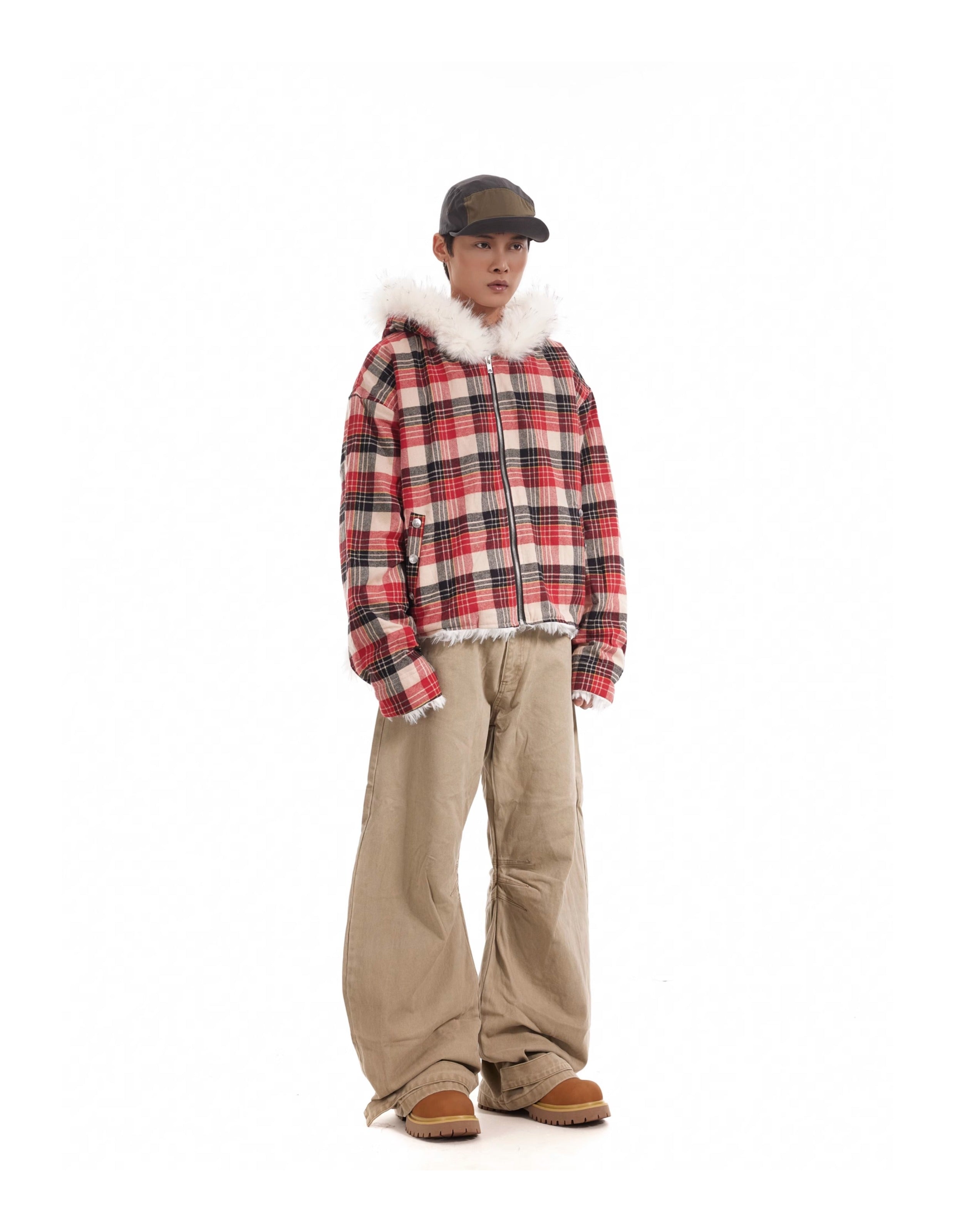 BTSG Wash silhouette pleated wide-leg casual scimitar Pants