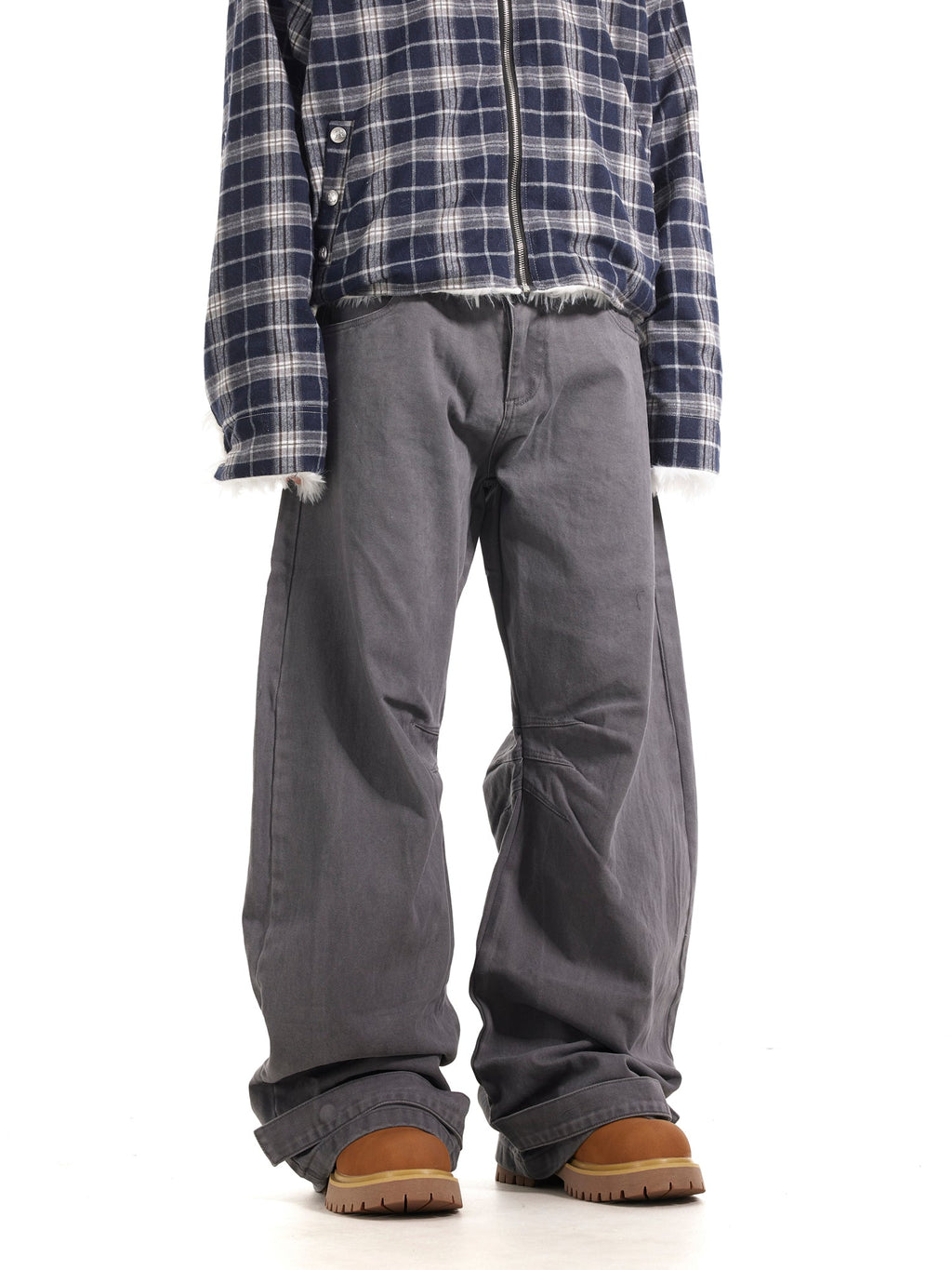 BTSG Wash silhouette pleated wide-leg casual scimitar Pants