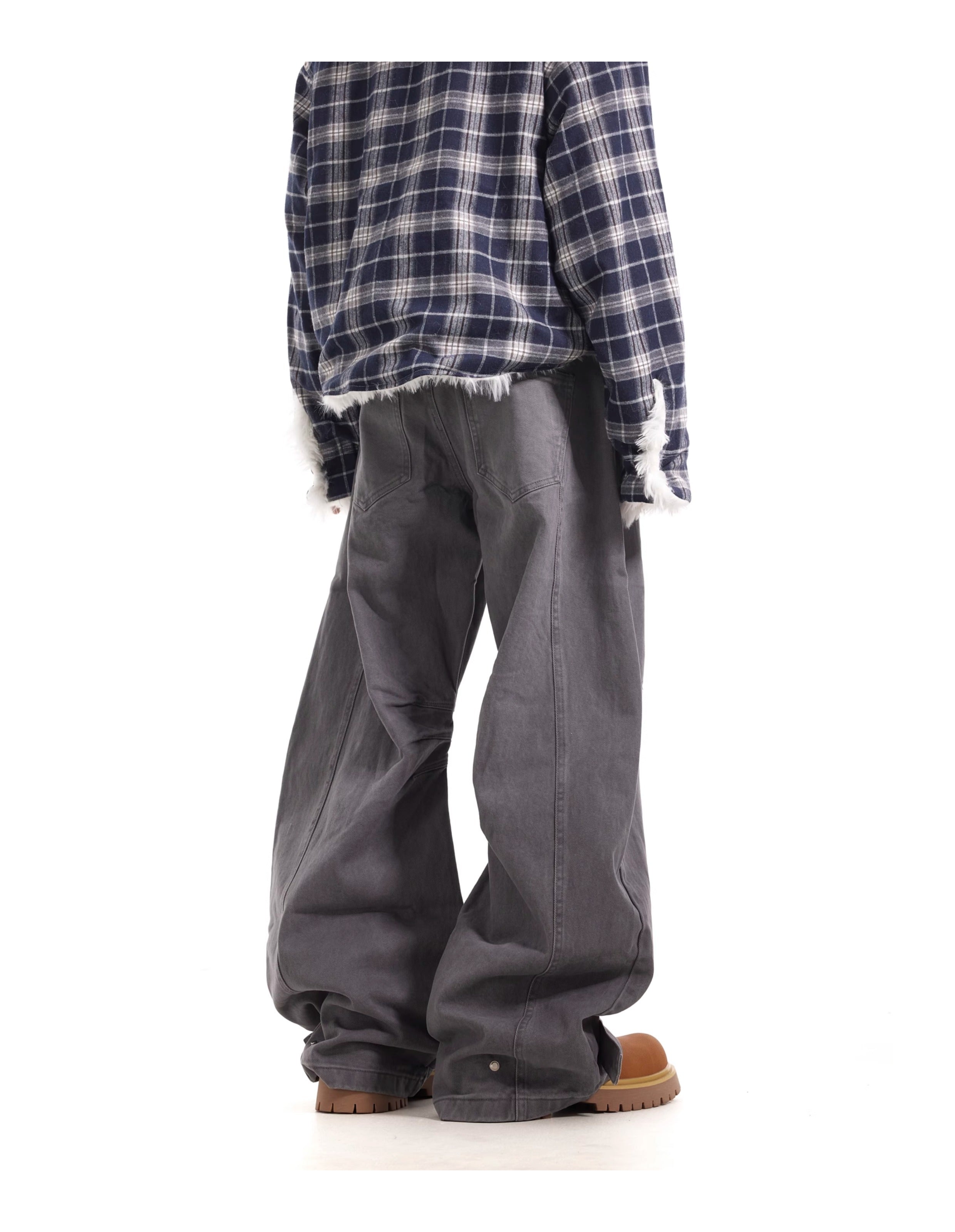 BTSG Wash silhouette pleated wide-leg casual scimitar Pants