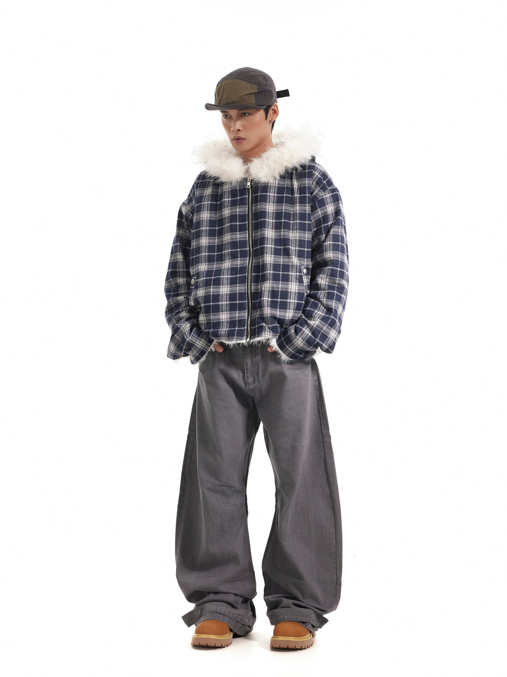 BTSG Wash silhouette pleated wide-leg casual scimitar Pants