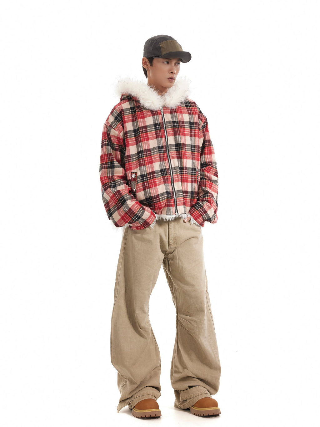 BTSG Wash silhouette pleated wide-leg casual scimitar Pants