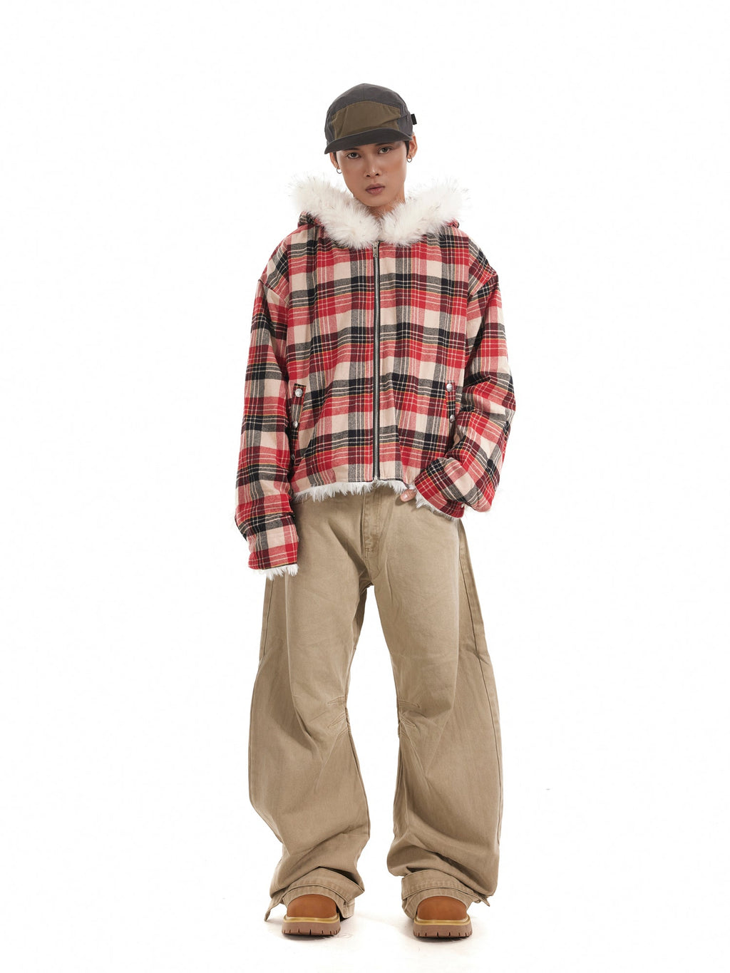 BTSG Wash silhouette pleated wide-leg casual scimitar Pants