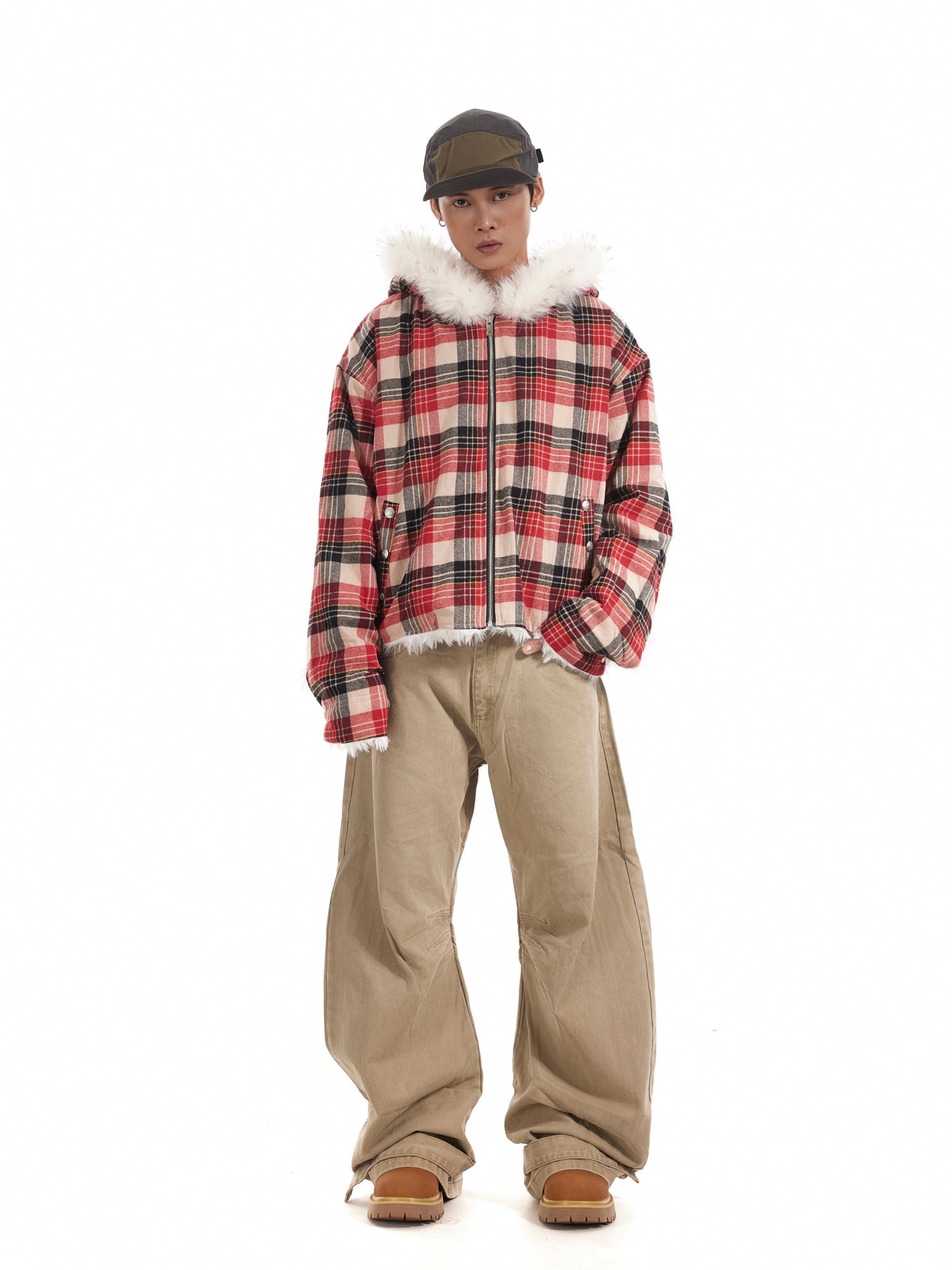 BTSG Wash silhouette pleated wide-leg casual scimitar Pants