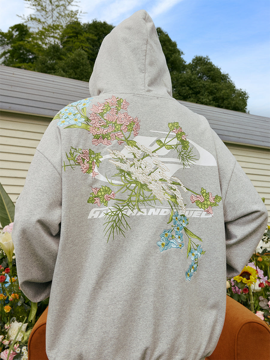 harshandcruel floral embroidered floral yoke Zipper Jacket