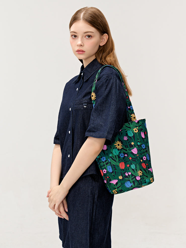 FREEIN Original Flower Print Shoulder Bag