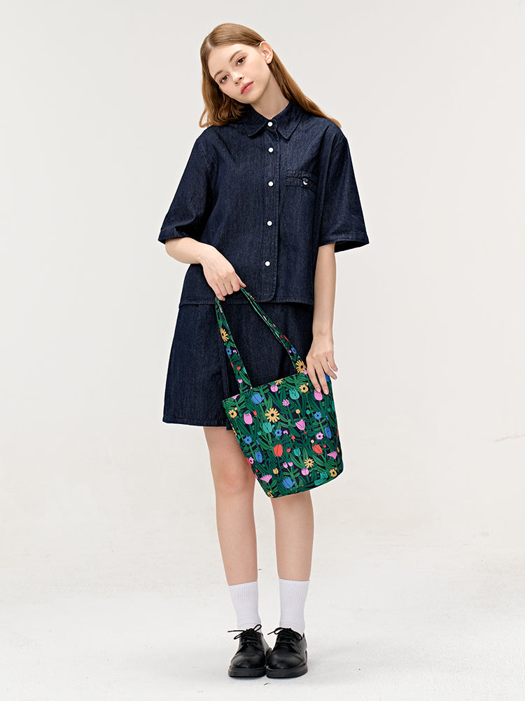FREEIN Original Flower Print Shoulder Bag