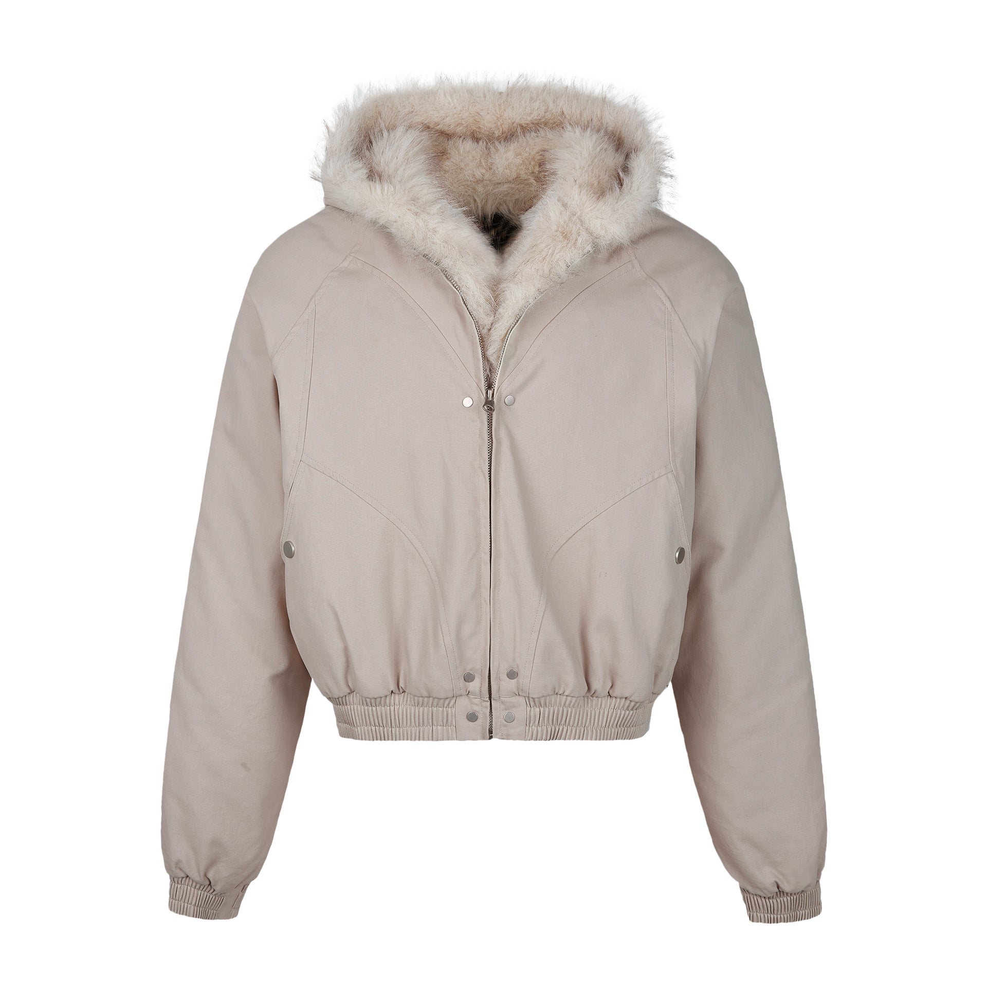MADEXTREME Mt. Carved Fur Collar Hooded Short Zipper Cotton Jacket