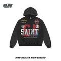 GLFS American Retro Washed Distressed Hip Hop Hoodie