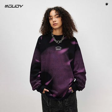 #OVDY Dark Print Gradient Crew Neck Long Sleeve Sweatshirt