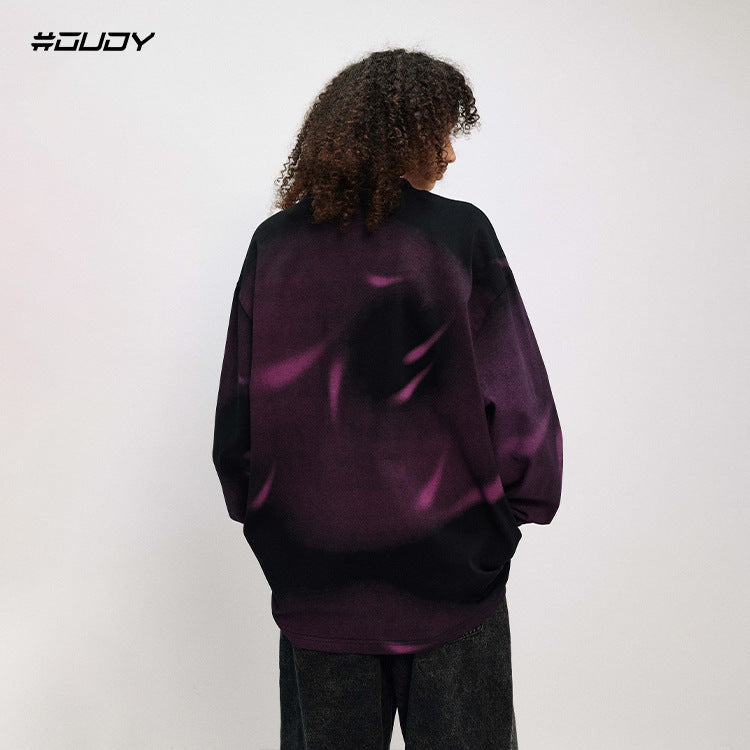 #OVDY Dark Print Gradient Crew Neck Long Sleeve Sweatshirt