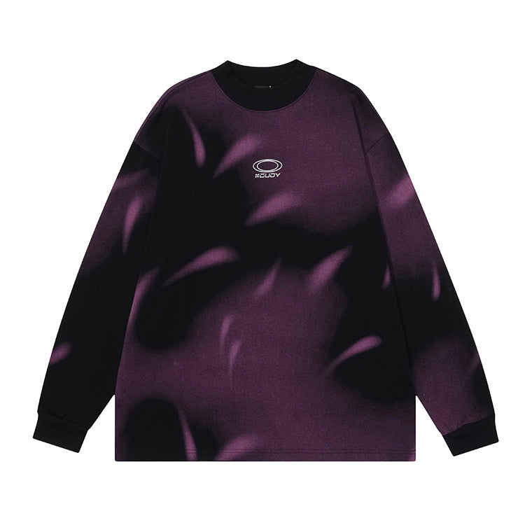 #OVDY Dark Print Gradient Crew Neck Long Sleeve Sweatshirt