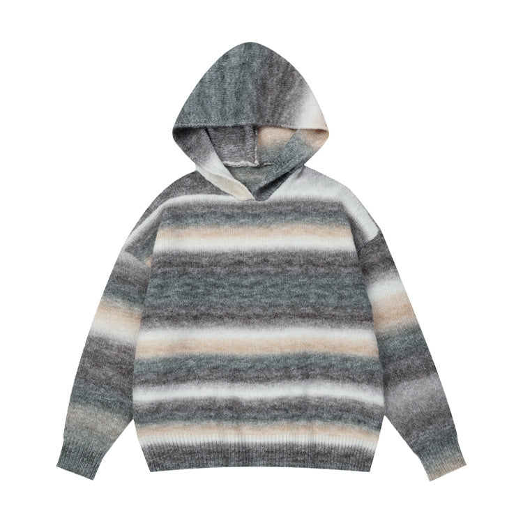 #OVDY Oversized Knit Sweater Striped Fleece Knitted hoodie