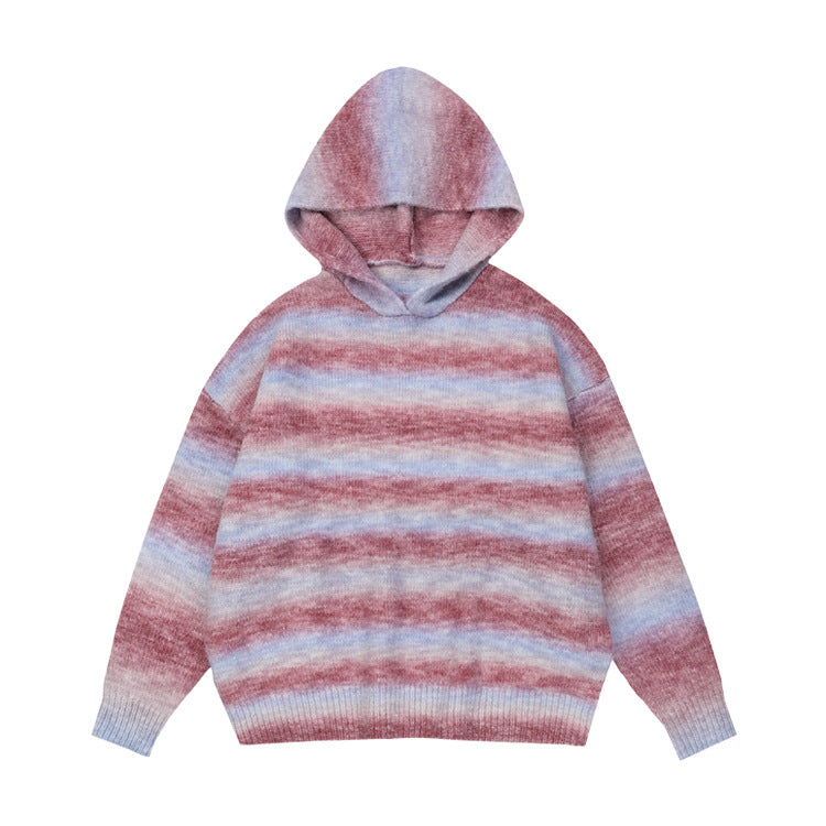 #OVDY Oversized Knit Sweater Striped Fleece Knitted hoodie
