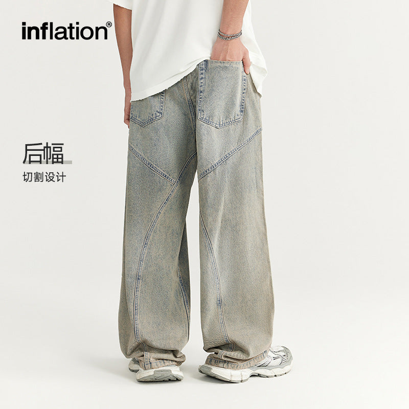 INF Light Blue Wash Cut Wide-leg Jeans