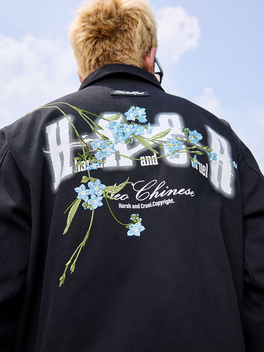 Harshandcruel Floral Embroidered Lapel Jacket