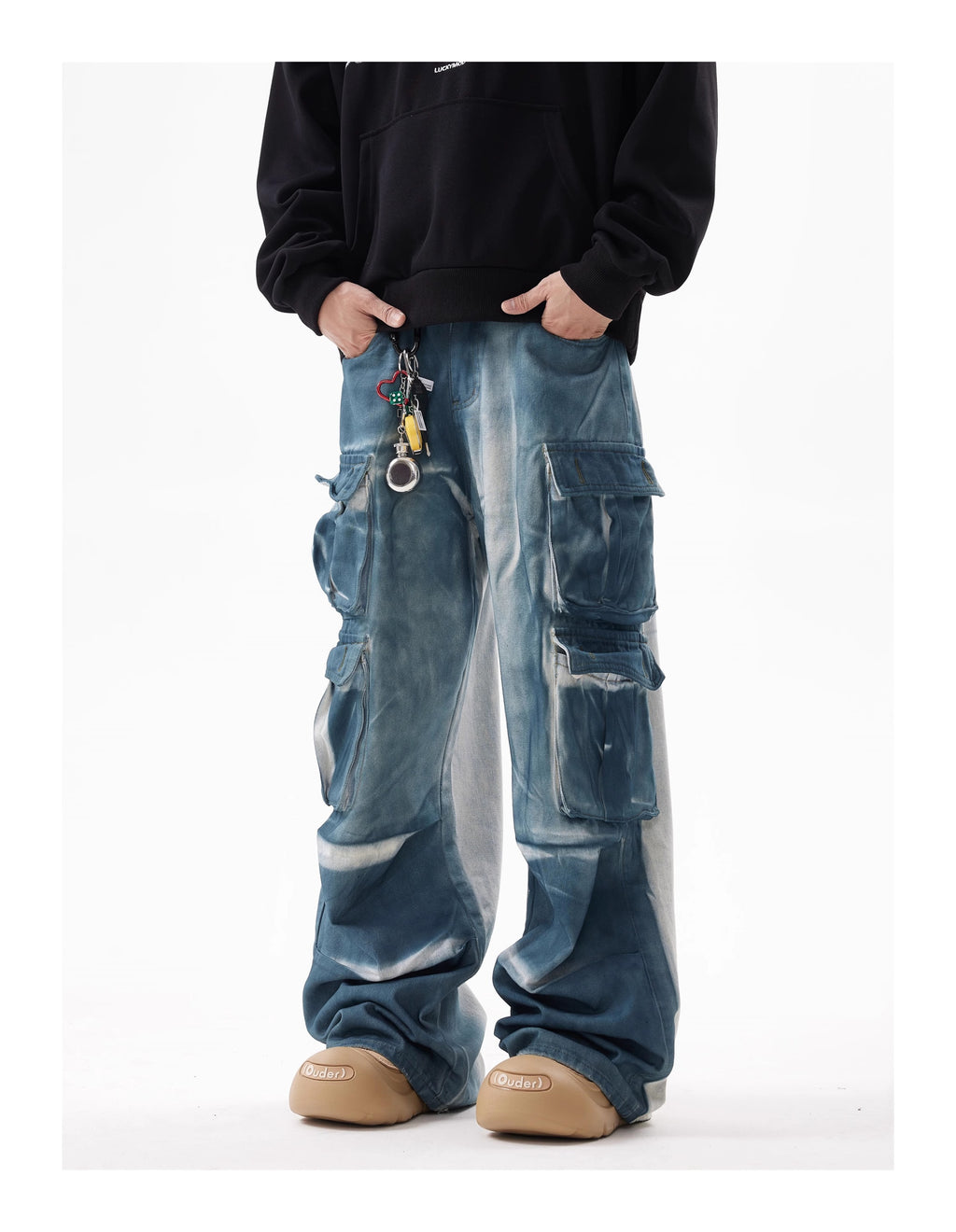 BTSG Tie-Dye Gradient Structure Cargo Jeans