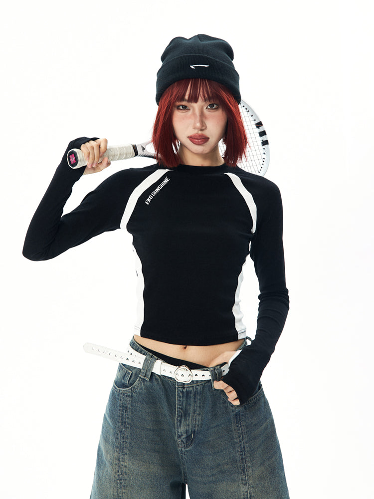 BlackBB American Retro Slim Fit Athletic Sport Top