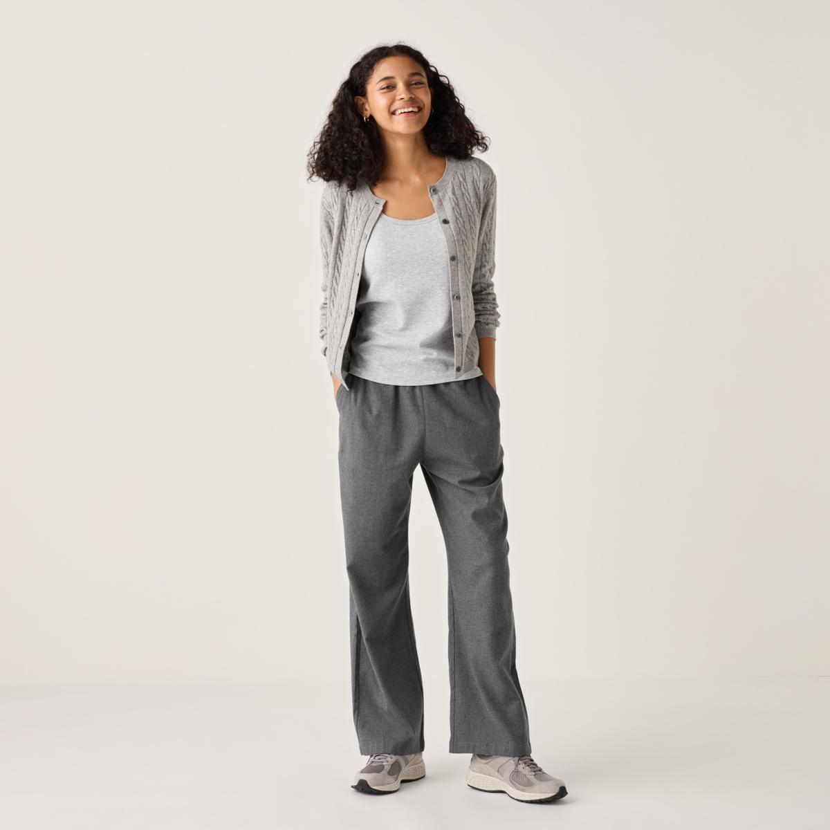 UNIQLO Women's Flannel Elastic Wide Pants