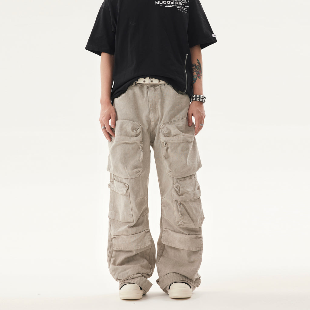 BTSG* Cargo Pants Washed Distressed Jeans