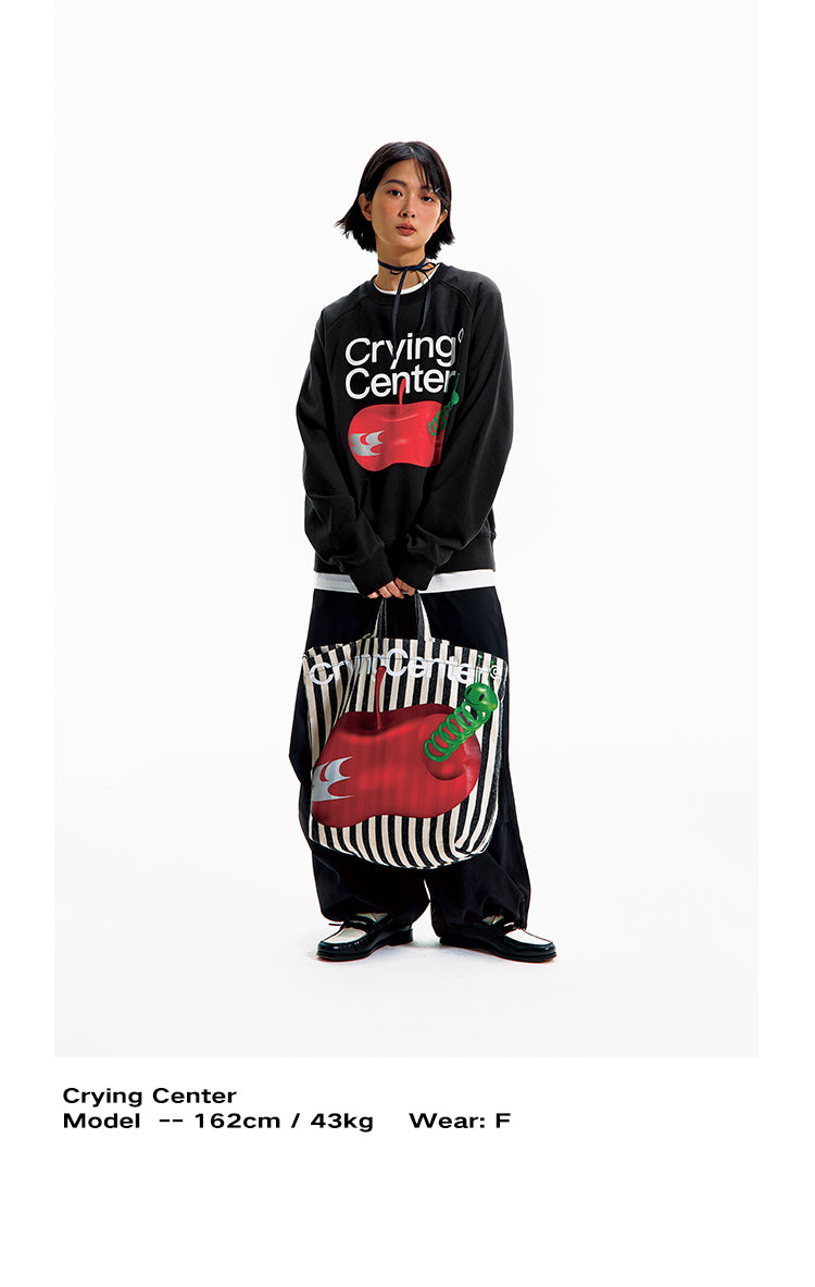 Crying Center Apple Killer Stripe Large Capacity Tote Bag