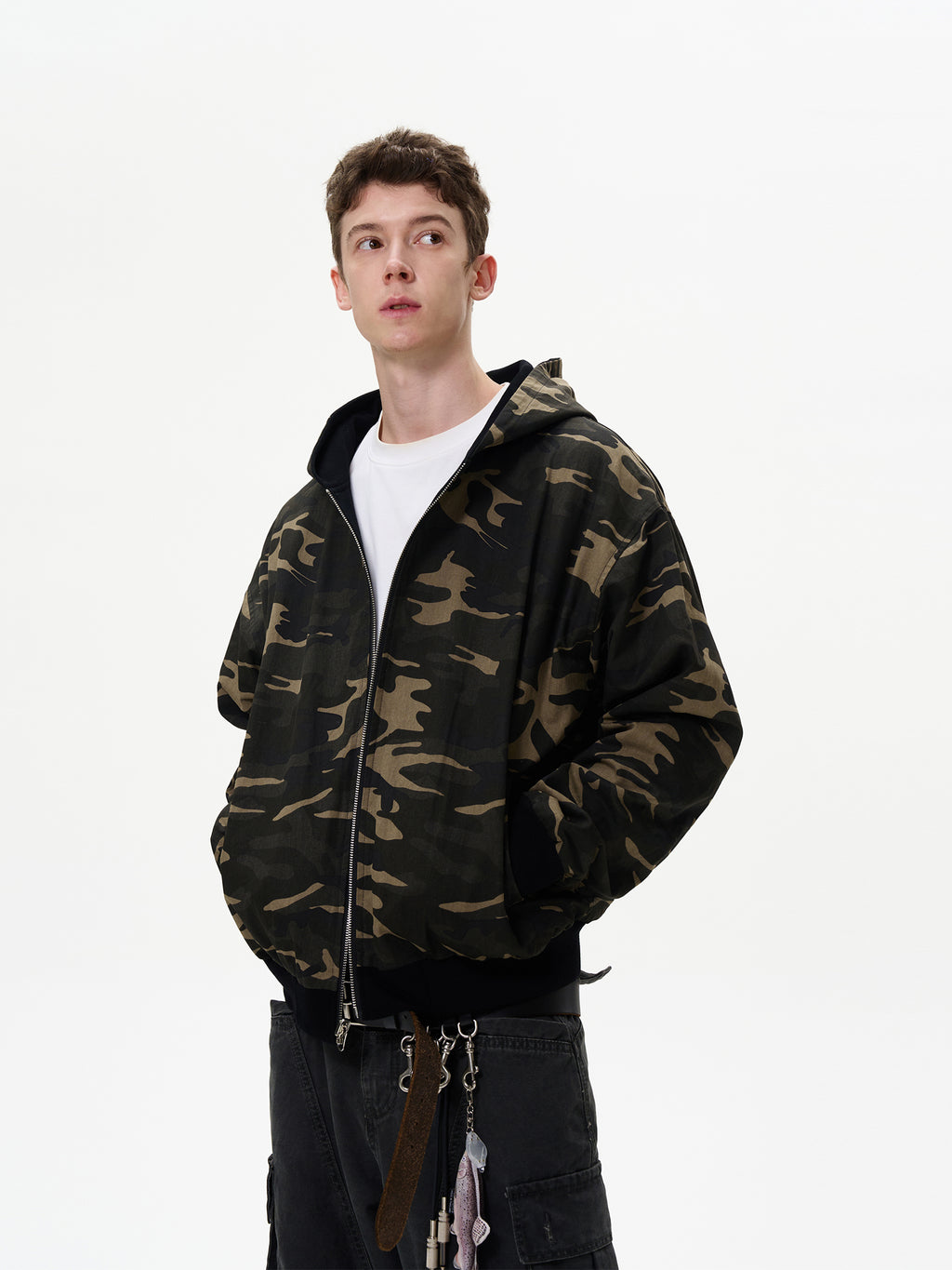 MADWITCH American Retro Reversible Camouflage Casual Vintage Zip-up Jacket