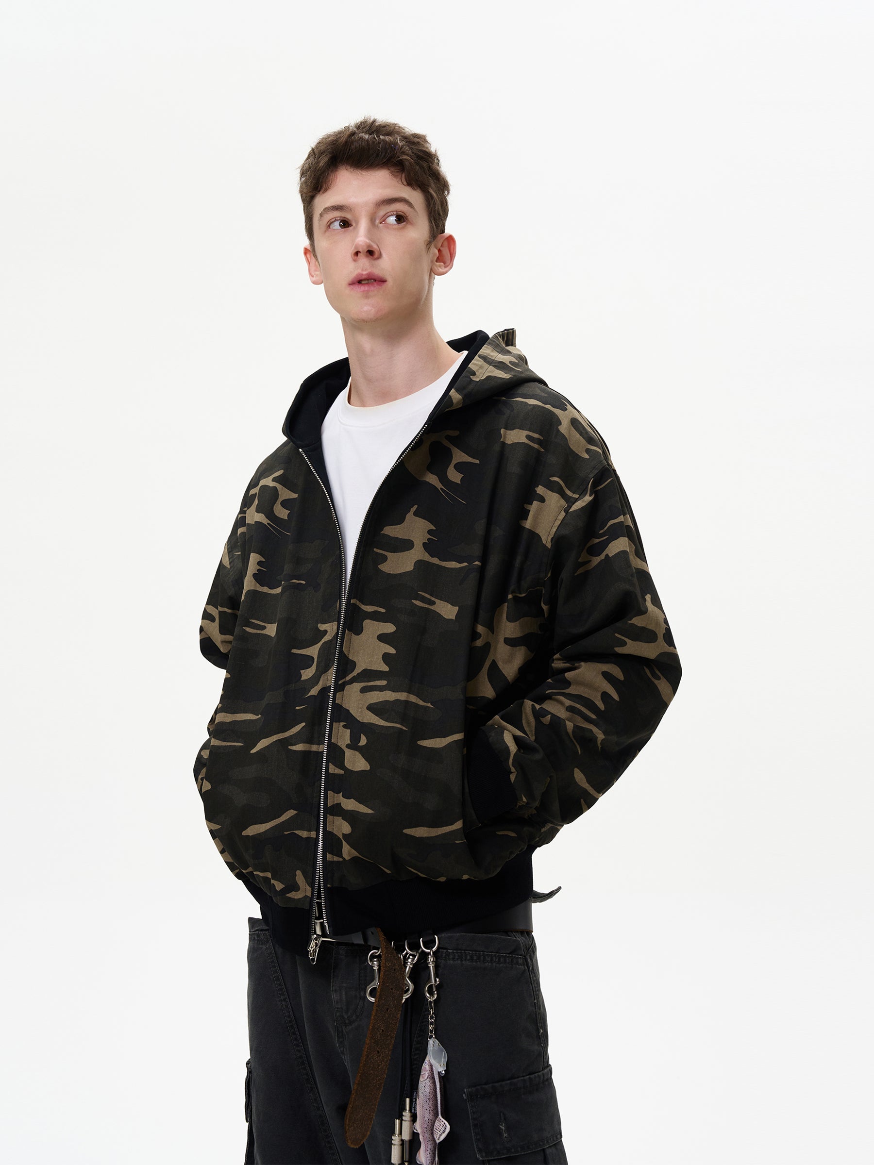 MADWITCH American Retro Reversible Camouflage Casual Vintage Zip-up Jacket